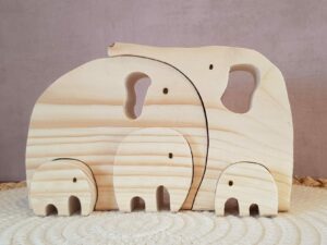 Houten olifantenfamilie (M)